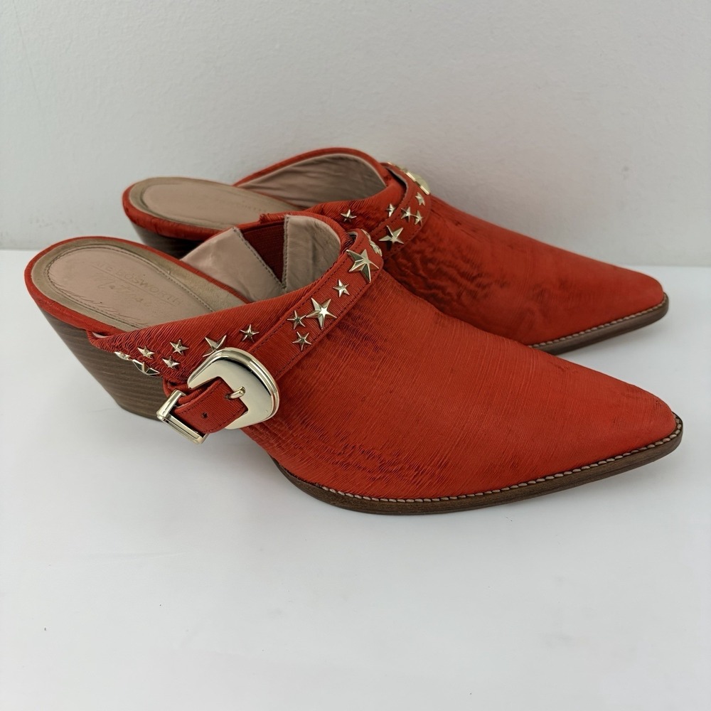 Matisse Kate Bosworth Orangey Red Western Mule‎ Heels Women 7.5 M Leather Brazil